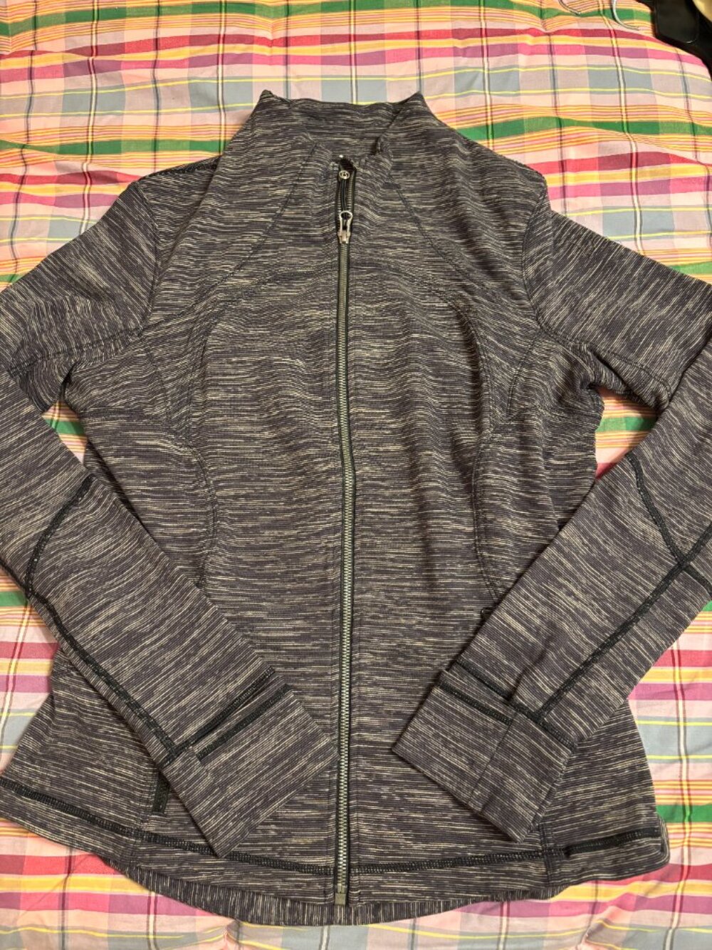 lululemon define jacket black grey stripe size 12